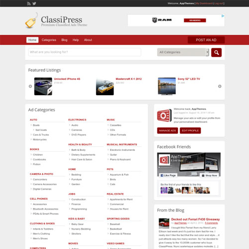 appthemes classipress wordpress classified ads theme - WordPress and WooCommerce themes and plugins, available under GPL license starting from $5 -