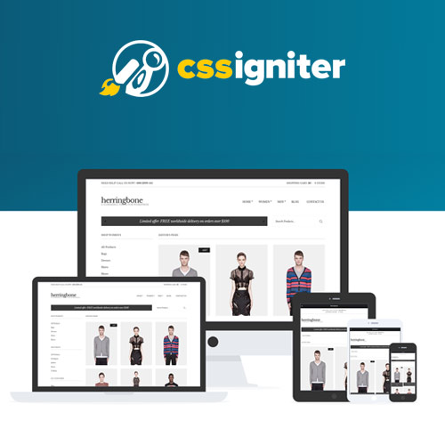 css igniter herringbone woocommerce theme - WordPress and WooCommerce themes and plugins, available under GPL license starting from $5 -