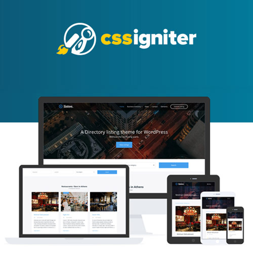 css igniter listee directory listing theme - WordPress and WooCommerce themes and plugins, available under GPL license starting from $5 -