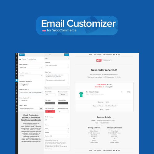 email customizer for woocommerce - WordPress and WooCommerce themes and plugins, available under GPL license starting from $5 -