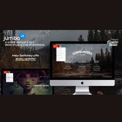 jumbo a 3 in 1 full screen menu for wordpress - WordPress and WooCommerce themes and plugins, available under GPL license starting from $5 -