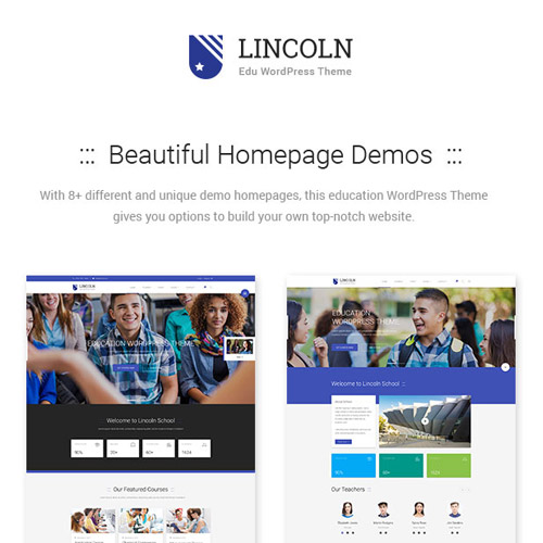 lincoln education material design wordpress theme - WordPress and WooCommerce themes and plugins, available under GPL license starting from $5 -