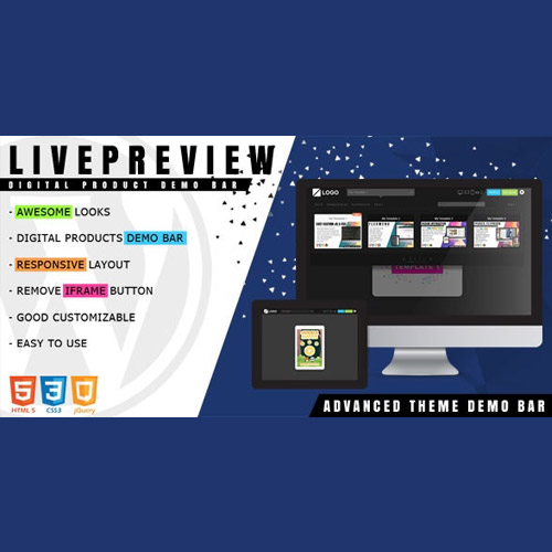 livepreview theme demo bar for wordpress  - WordPress and WooCommerce themes and plugins, available under GPL license starting from $5 -