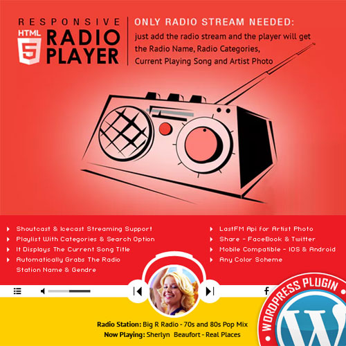 radio player shoutcast icecast wordpress plugin - WordPress and WooCommerce themes and plugins, available under GPL license starting from $5 -
