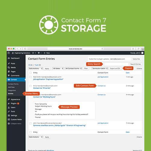 storage for contact form cf7 - WordPress and WooCommerce themes and plugins, available under GPL license starting from $5 -