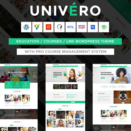 univero education lms courses wordpress theme - WordPress and WooCommerce themes and plugins, available under GPL license starting from $5 -