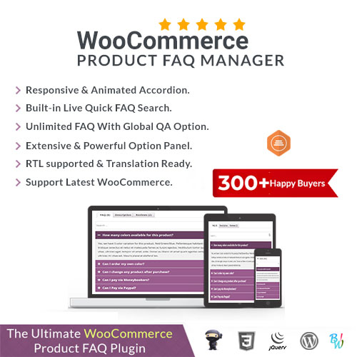woocommerce product faq manager - WordPress and WooCommerce themes and plugins, available under GPL license starting from $5 -