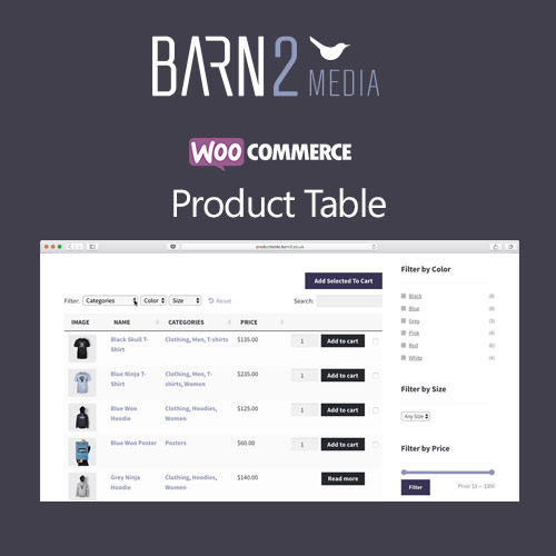 woocommerce product table - Cart -