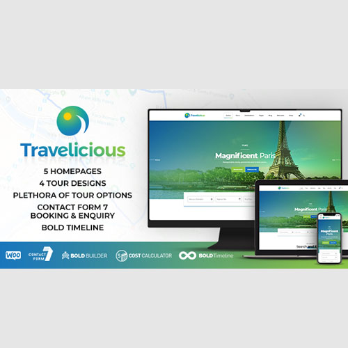 travelicious - WordPress and WooCommerce themes and plugins, available under GPL license starting from $5 -