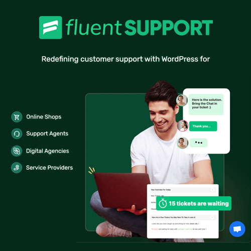 fluent support - WordPress and WooCommerce themes and plugins, available under GPL license starting from $5 -