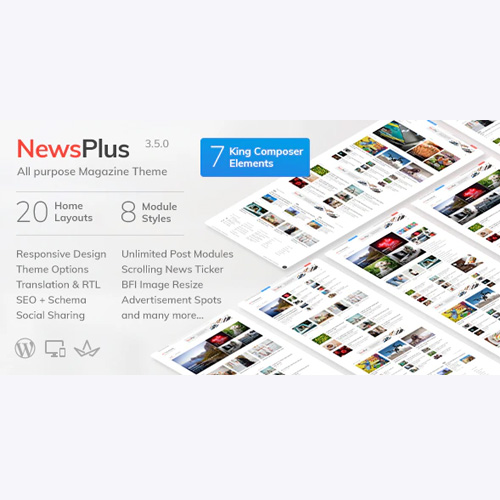 newsplus news and magazine wordpress theme - WordPress and WooCommerce themes and plugins, available under GPL license starting from $5 -